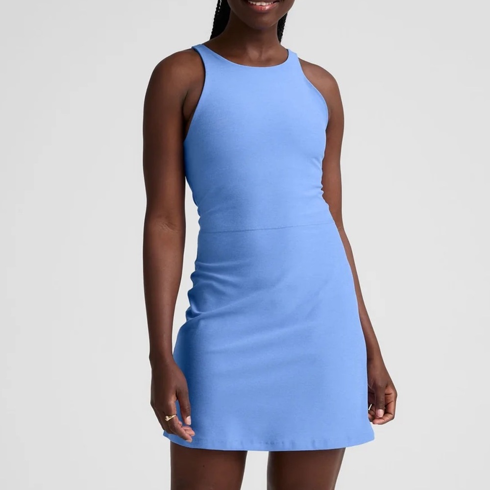 NWT Beyond Yoga Spacedye Refocus Mini Dress Women's XL Flower Blue Heather